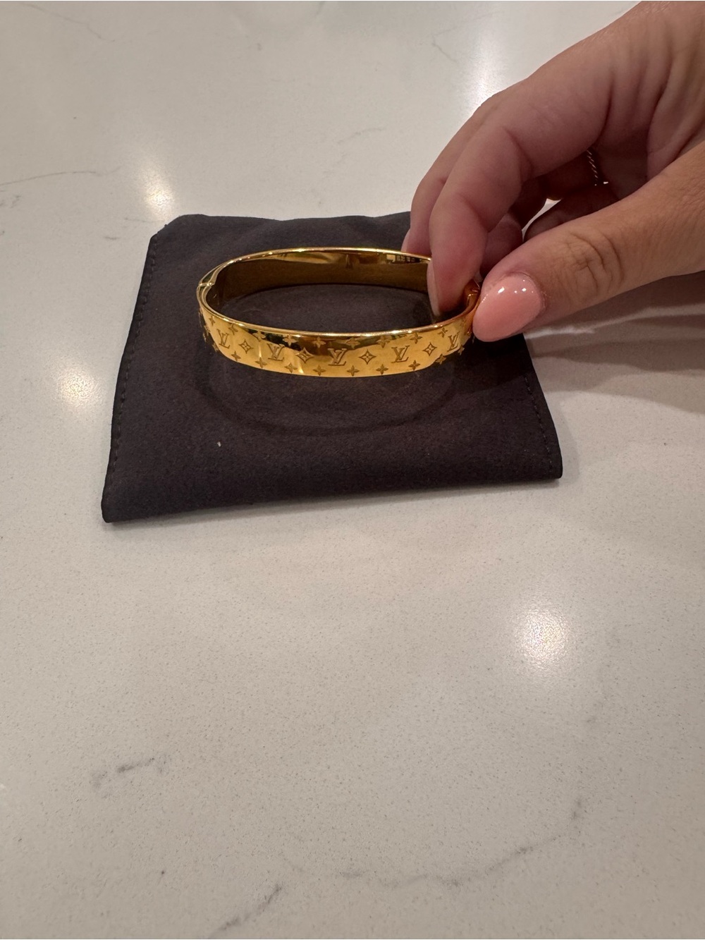 Louis Vuitton Gold-tone Monogram Bangle Bracelet